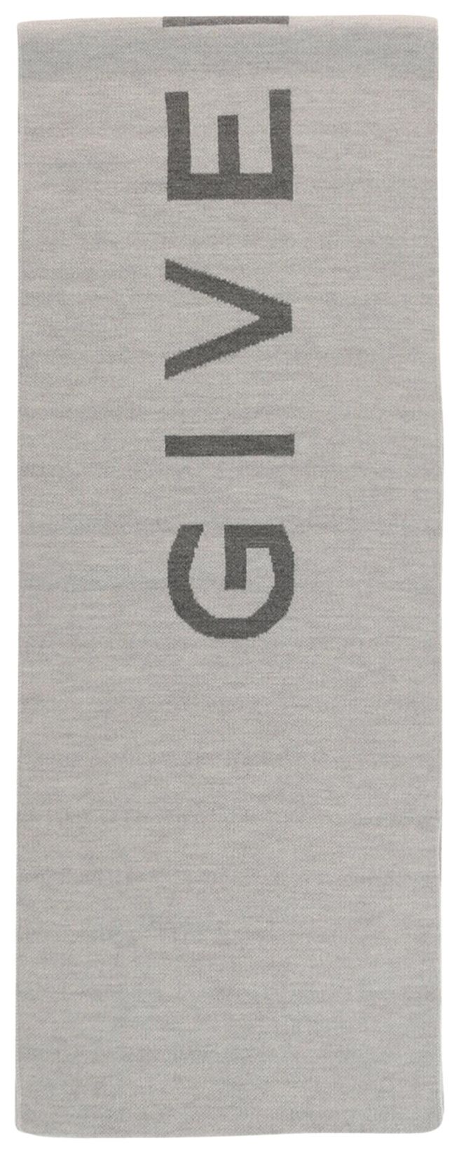 Givenchy Reversible Logo Wool Scarf Pearl Grey