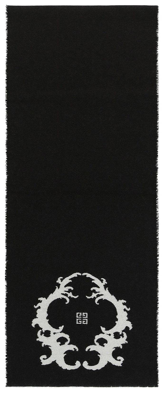 Givenchy Reversible Logo Wool Scarf Black White