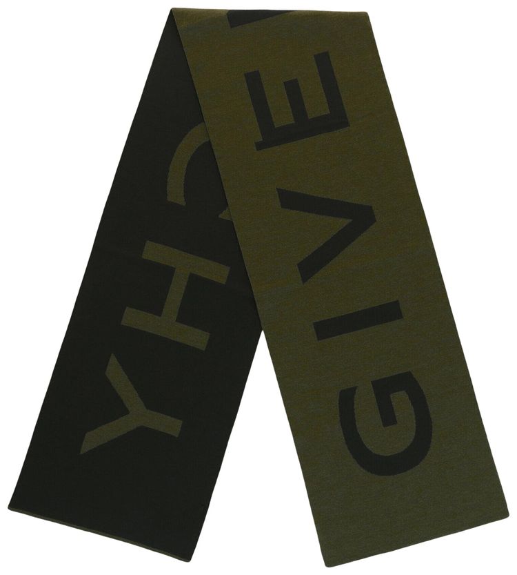 Givenchy Jacquard Logo Scarf Khaki Multi