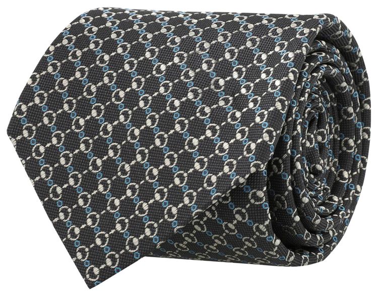 Gucci Horsebit Silk Jacquard Tie Graphite Light Grey