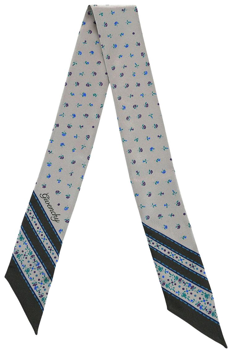 Givenchy Floral Printed Silk Bandeau Smoke Grey