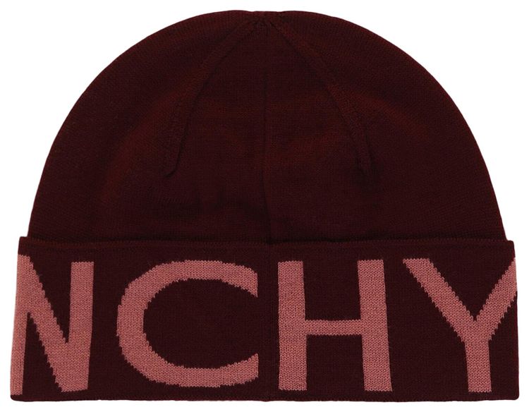 Givenchy Jacquard Logo Beanie Burgundy