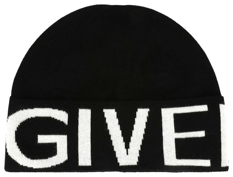 Givenchy Jacquard Logo Beanie Black White