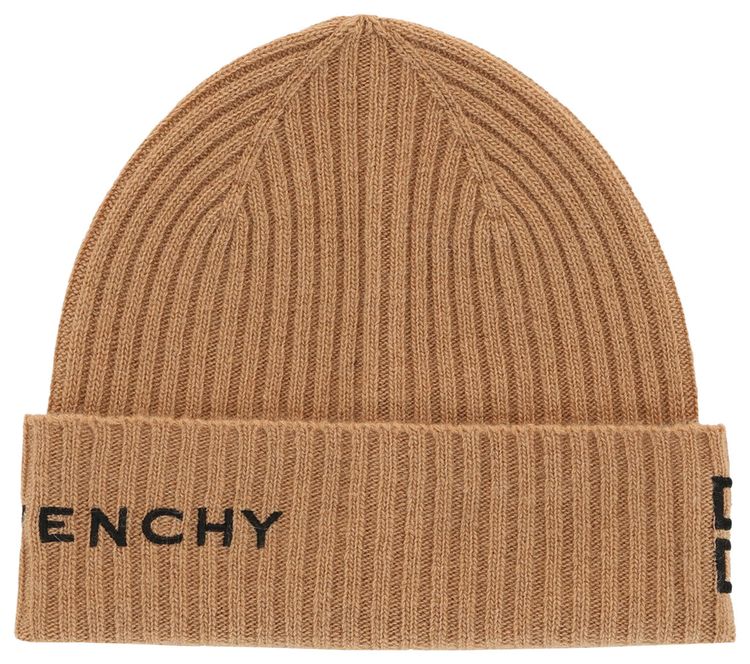 Givenchy Ribbed 4G Wool Blend Beanie Desert Black