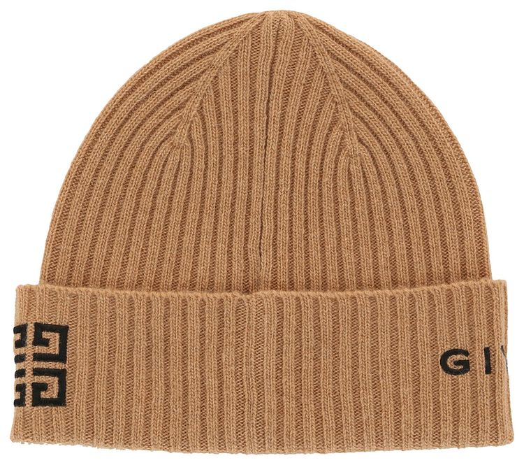 Givenchy Ribbed 4G Wool Blend Beanie Desert Black