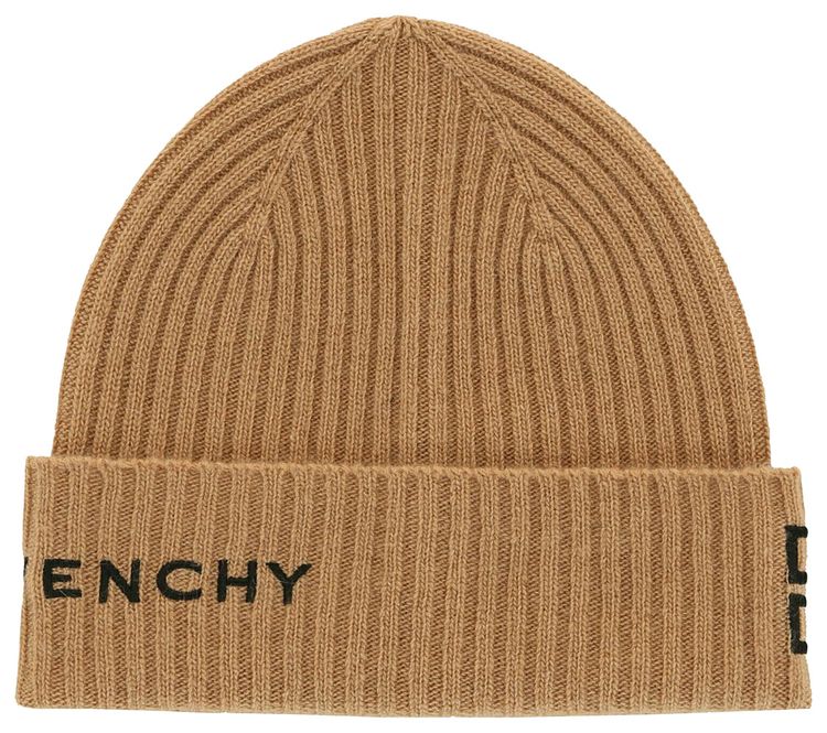 Givenchy Ribbed 4G Wool Blend Beanie Desert Black