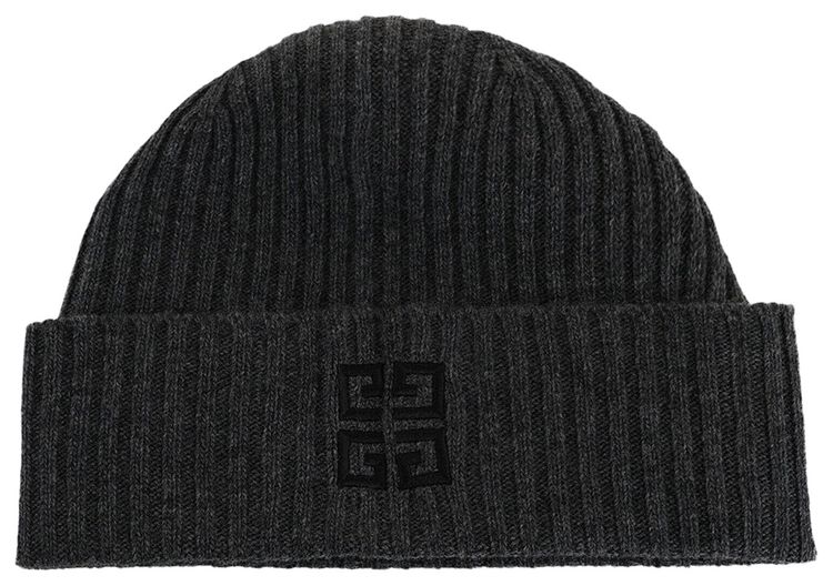 Givenchy Ribbed 4G Wool Blend Beanie Grey Black