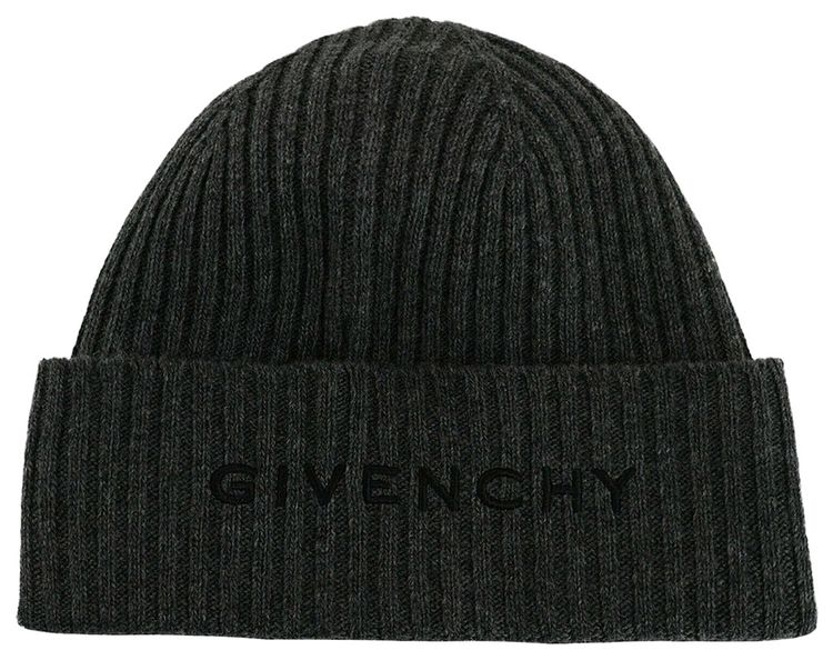Givenchy Ribbed 4G Wool Blend Beanie Grey Black
