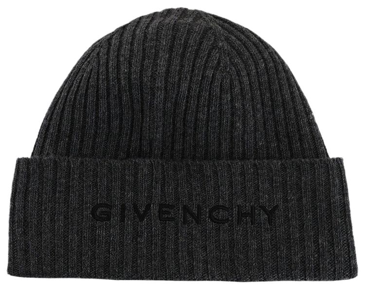 Givenchy Ribbed 4G Wool Blend Beanie Grey Black