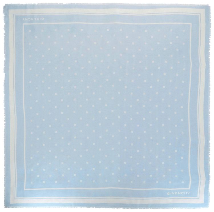 Givenchy 4G Shawl In Cashmere and Silk Blue Ivory