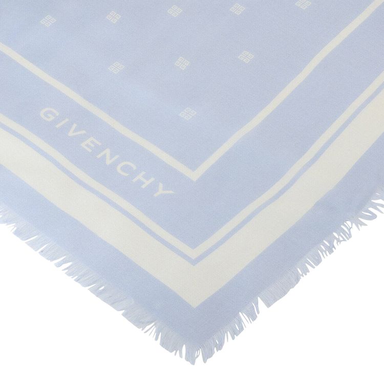 Givenchy 4G Shawl In Cashmere and Silk Blue Ivory