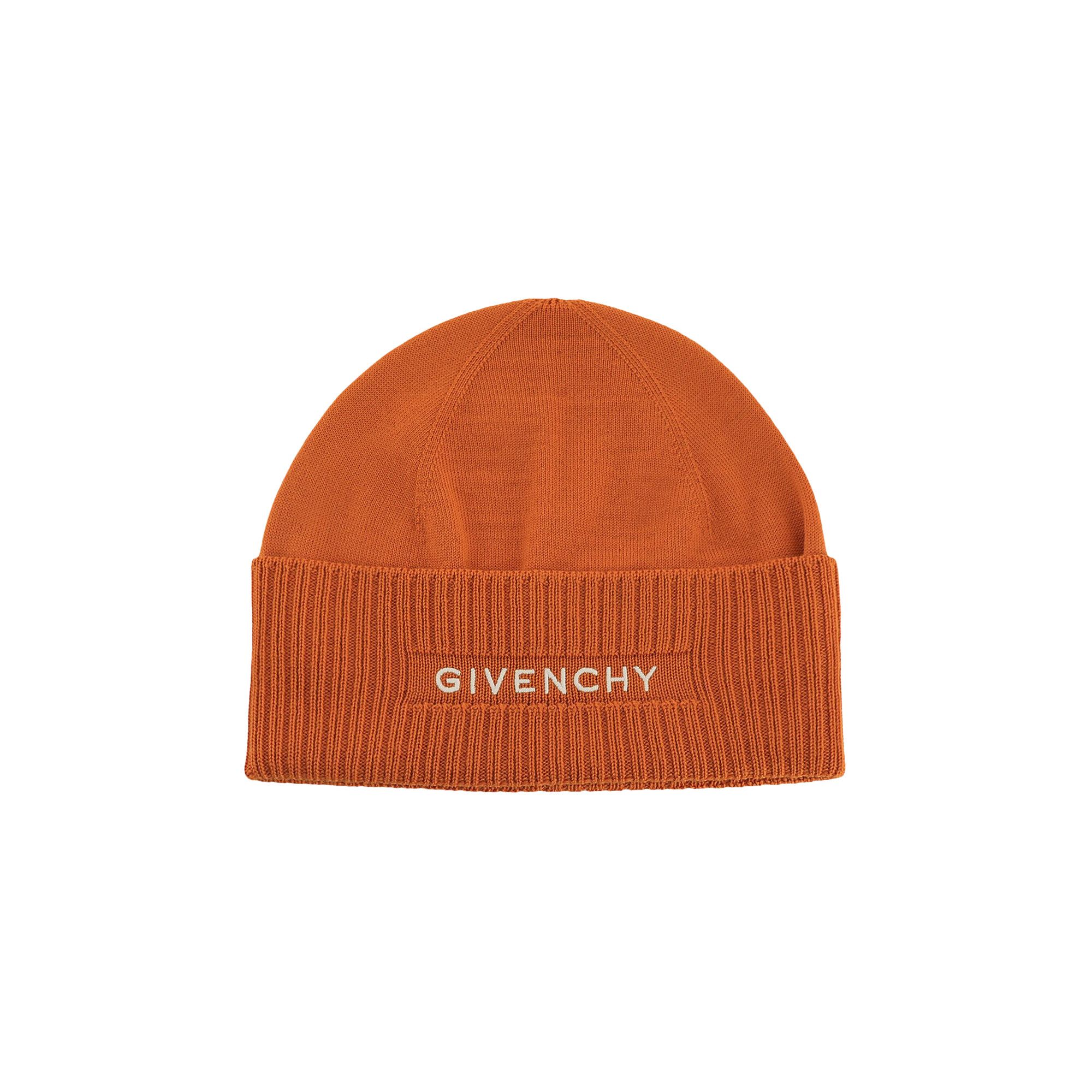 Buy Givenchy Ribbed Embroidered Logo Beanie 'Ivory Orange