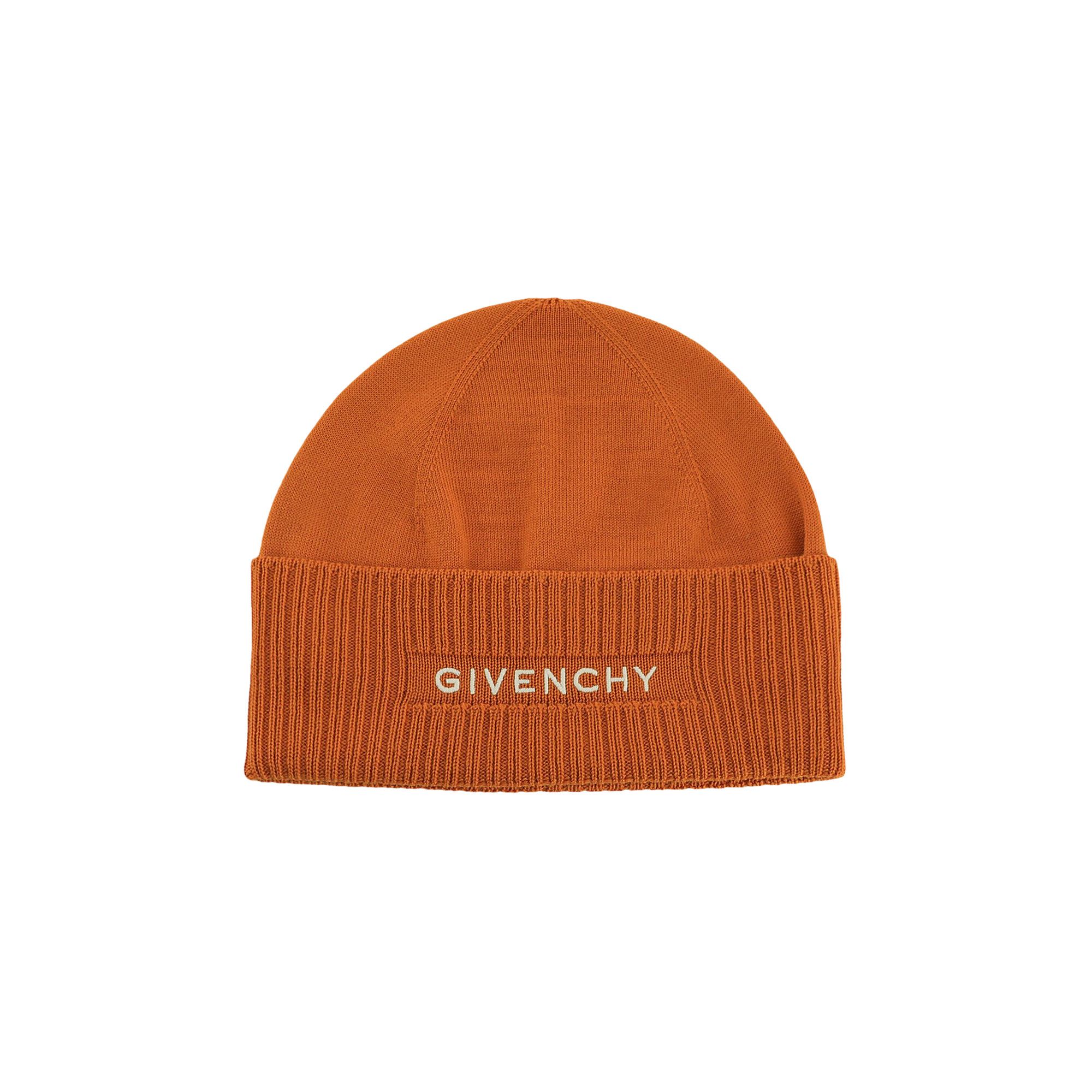 Buy Givenchy Ribbed Embroidered Logo Beanie 'Ivory Orange