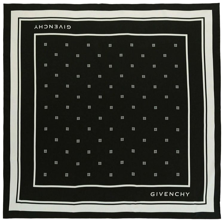 Givenchy Silk Logo Scarf Black White