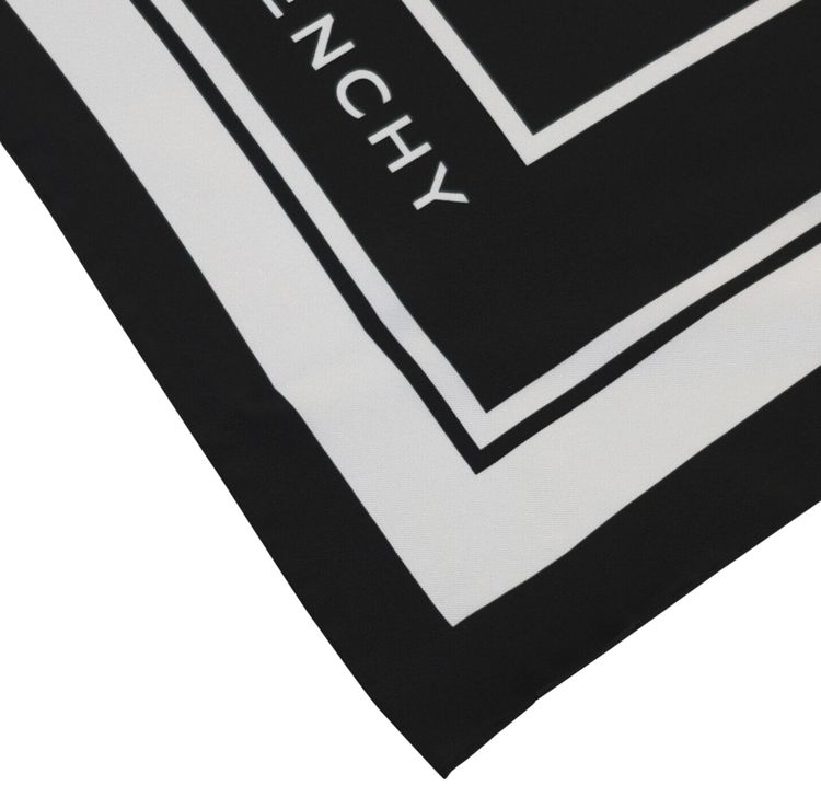 Givenchy Silk Logo Scarf Black White