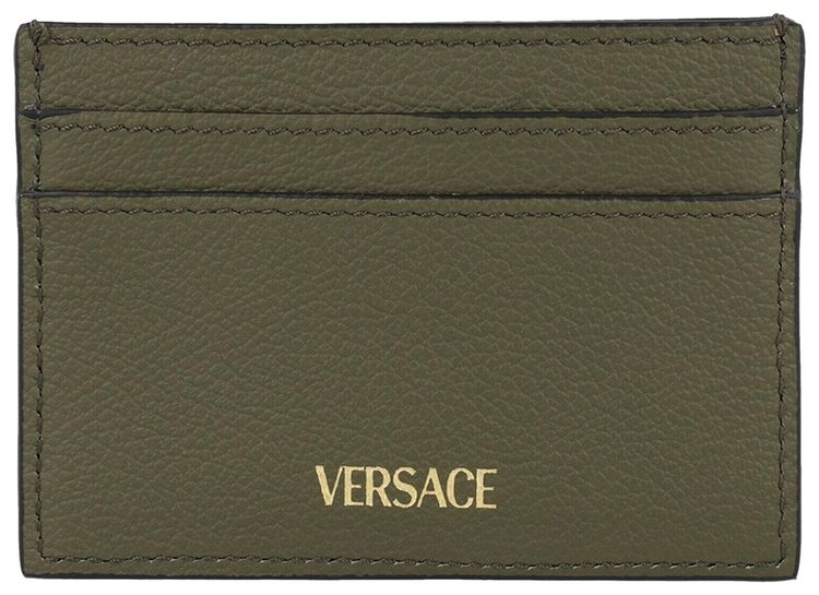 Versace Medusa Leather Card Holder Olive Gold