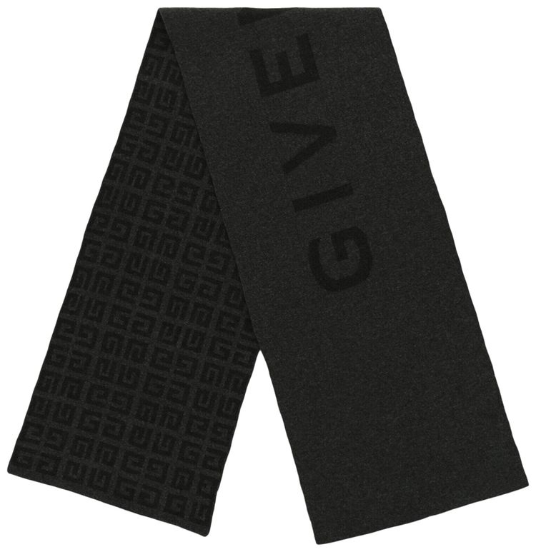 Givenchy 4G Logo Reversible Wool Scarf Grey Multi