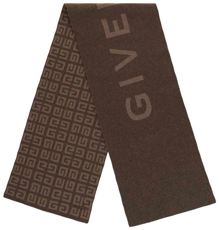 Givenchy Reversible Logo Wool Scarf Dark Beige
