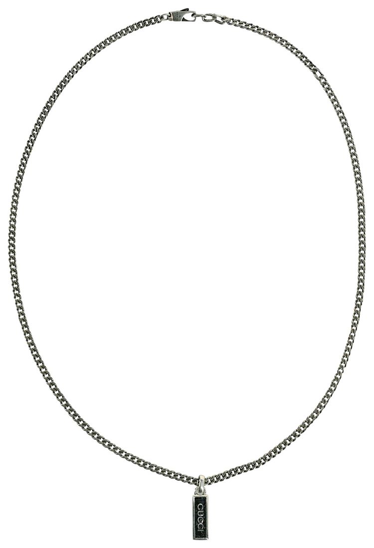 Gucci Enamel Pendant Necklace Silver