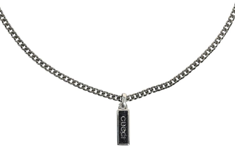 Gucci Enamel Pendant Necklace Silver