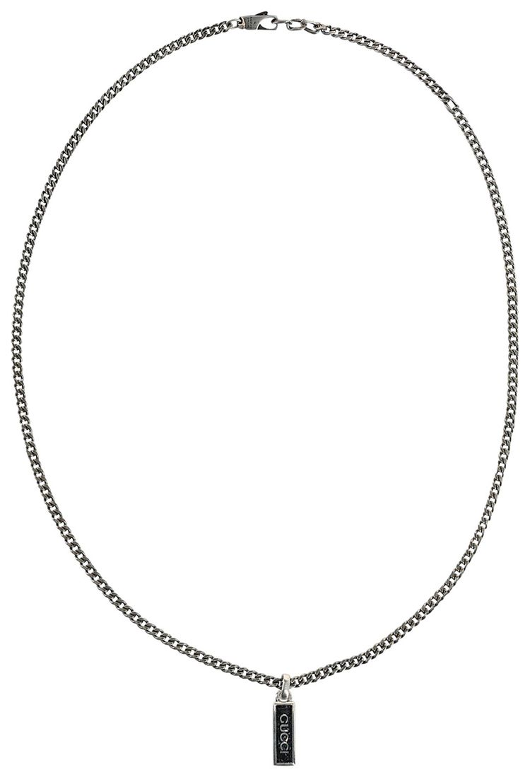 Gucci Enamel Pendant Necklace Silver