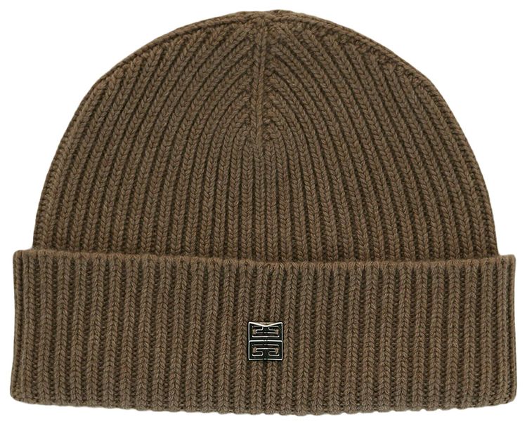 Givenchy Ribbed Wool Blend Beanie Dark Beige