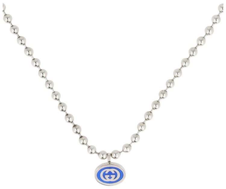 Gucci Sterling Silver Interlocking G Boule Necklace Silver
