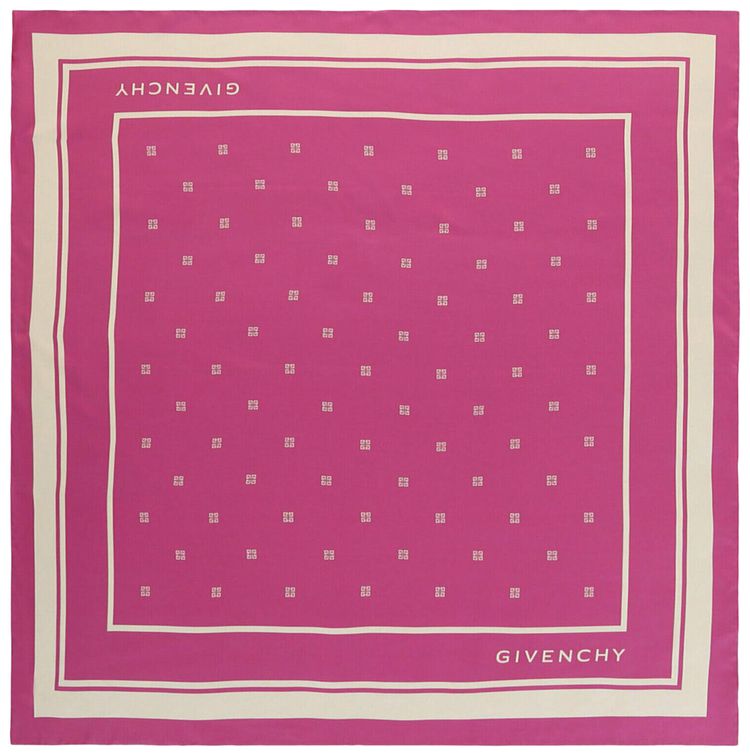 Givenchy Silk Logo Scarf Pink Ivory