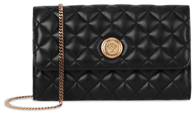 Versace Quilted Leather Clutch Black Gold