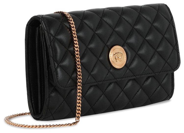 Versace Quilted Leather Clutch Black Gold