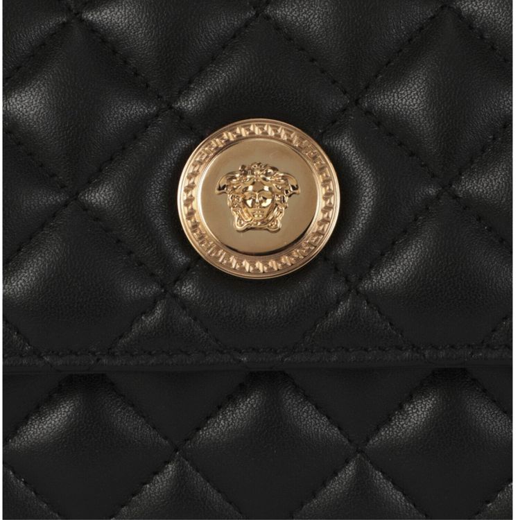 Versace Quilted Leather Clutch Black Gold