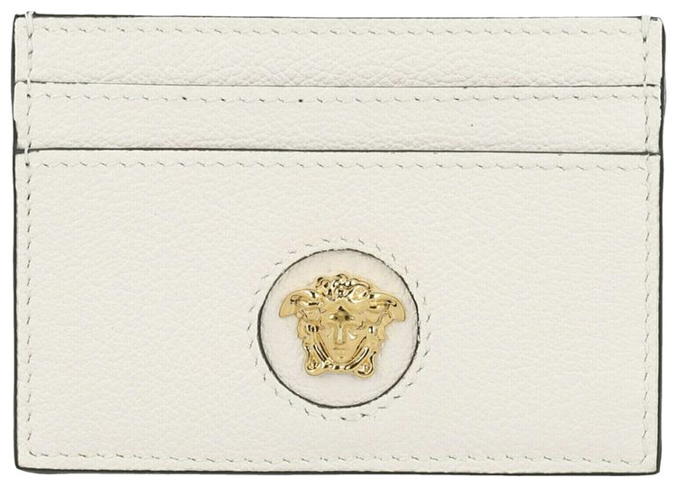 Versace Medusa Leather Card Holder White Gold