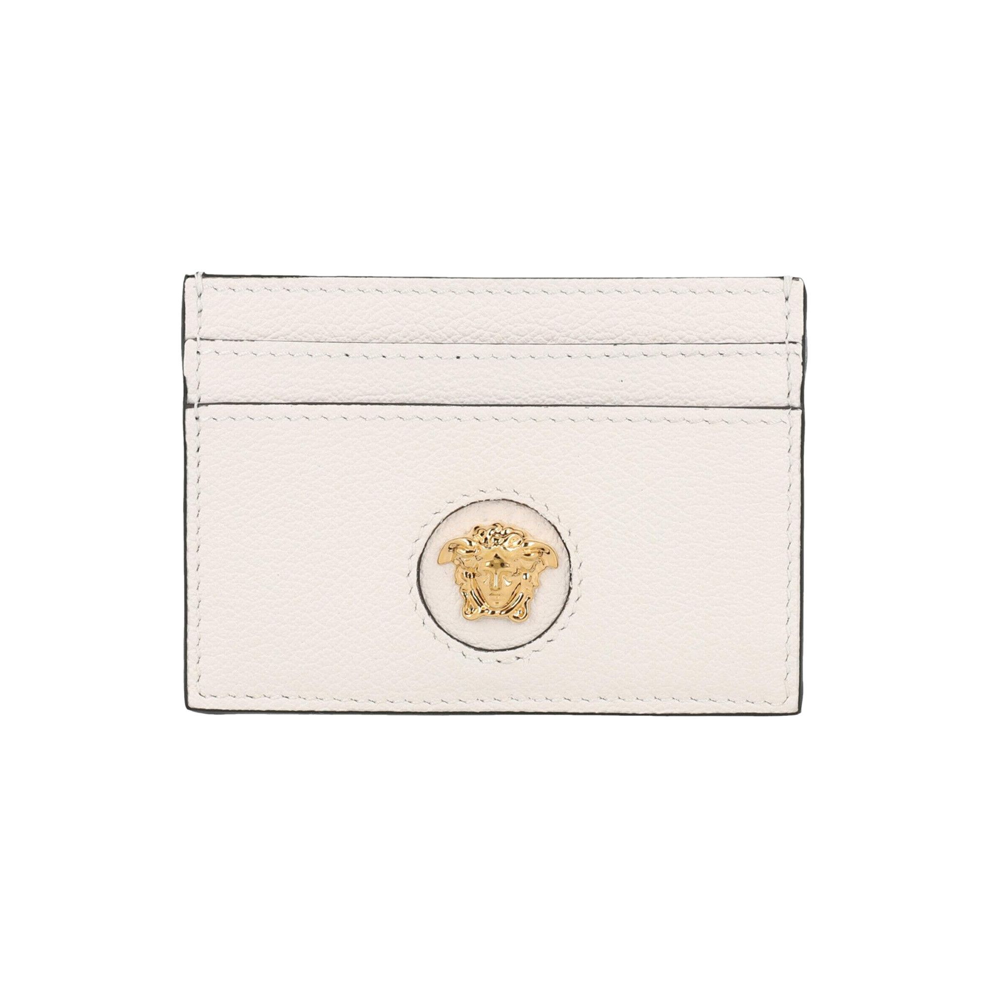 Buy Versace Medusa Leather Card Holder 'White Gold' - 1008105