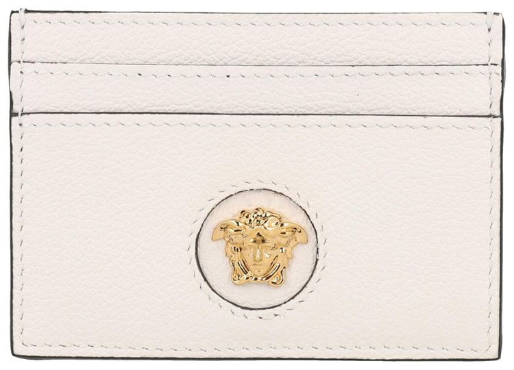 Versace Medusa Leather Card Holder White Gold