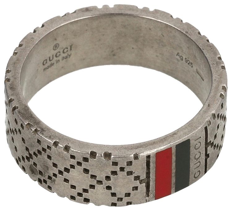 Gucci Sterling Silver Diamond Pattern Ring Silver