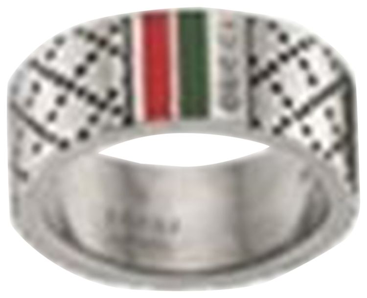 Gucci Sterling Silver Diamond Pattern Ring Silver