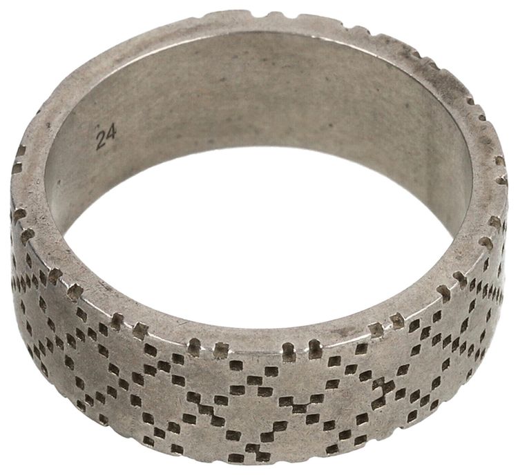 Gucci Sterling Silver Diamond Pattern Ring Silver