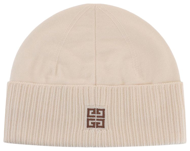 Givenchy Ribbed Embroidered Logo Beanie Eggshell