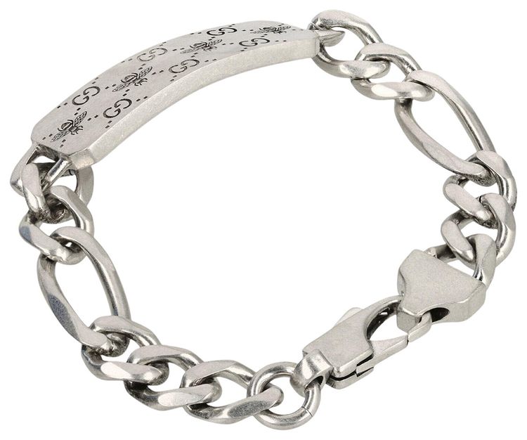 Gucci Sterling Silver GG Signature Bee ID Bracelet Silver