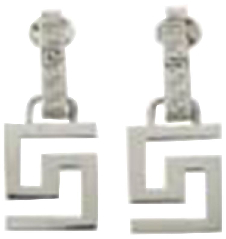 Versace Greca Drop Earrings Silver