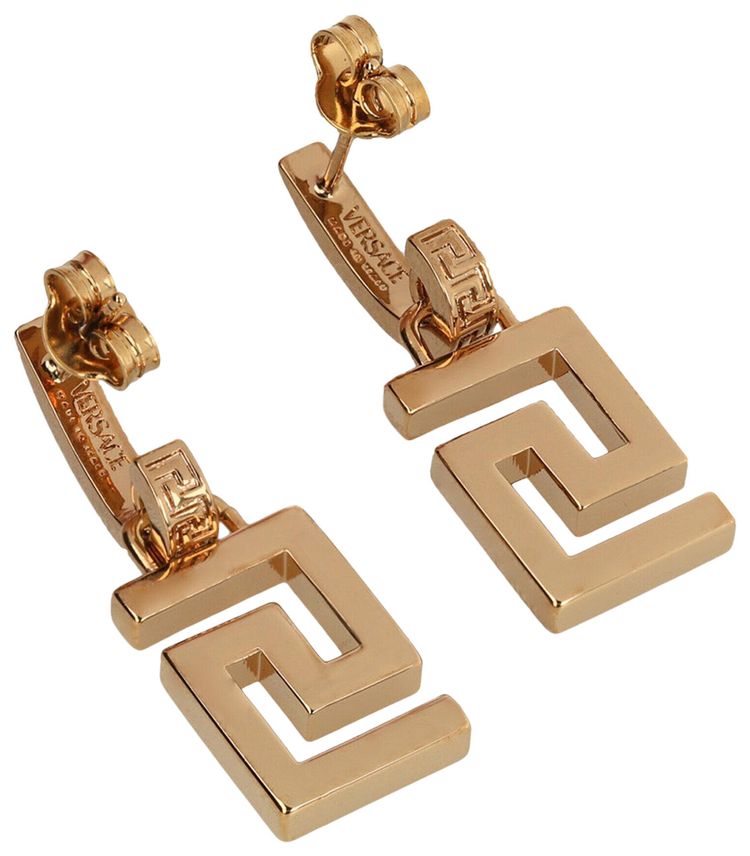 Versace Greca Drop Earrings Gold