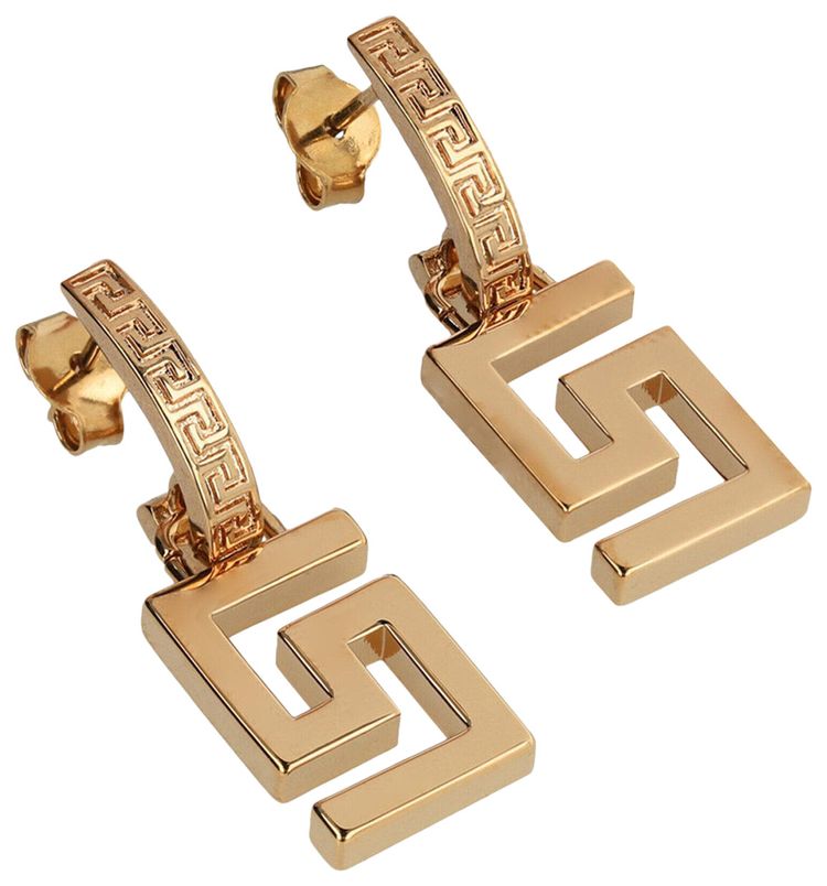 Versace Greca Drop Earrings Gold