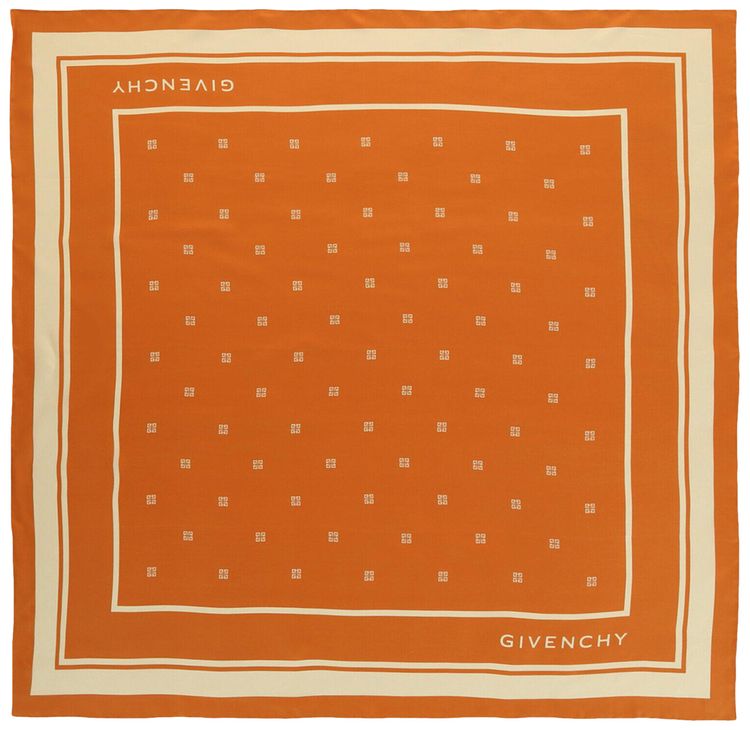 Givenchy Silk Logo Scarf Ivory Orange