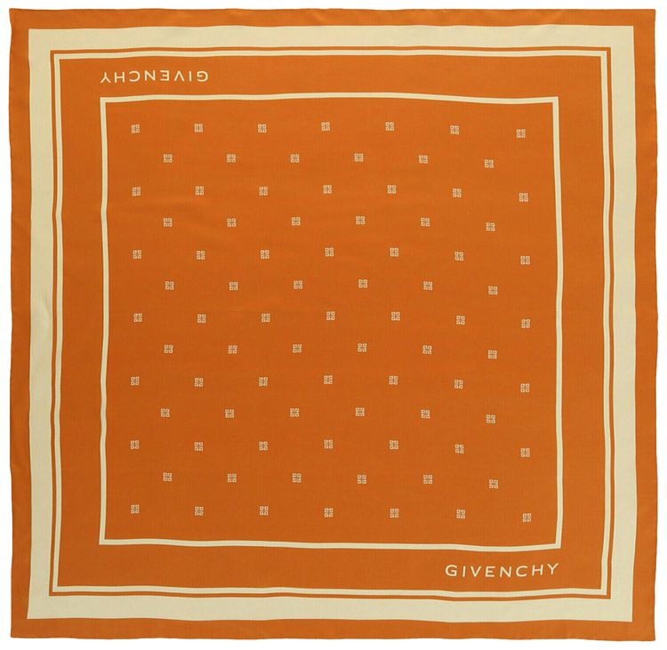 Givenchy Silk Logo Scarf Ivory Orange