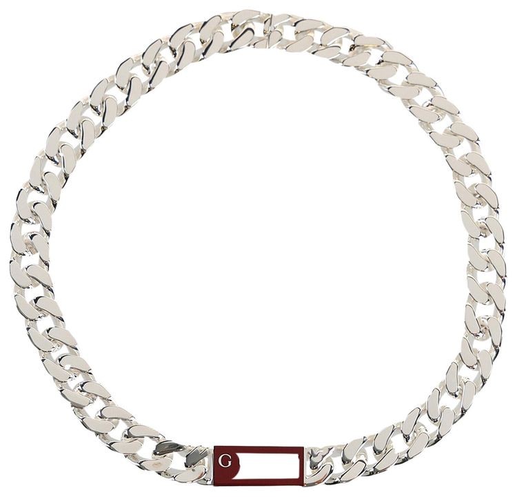 Gucci Trademark Enamel Chain Necklace Silver