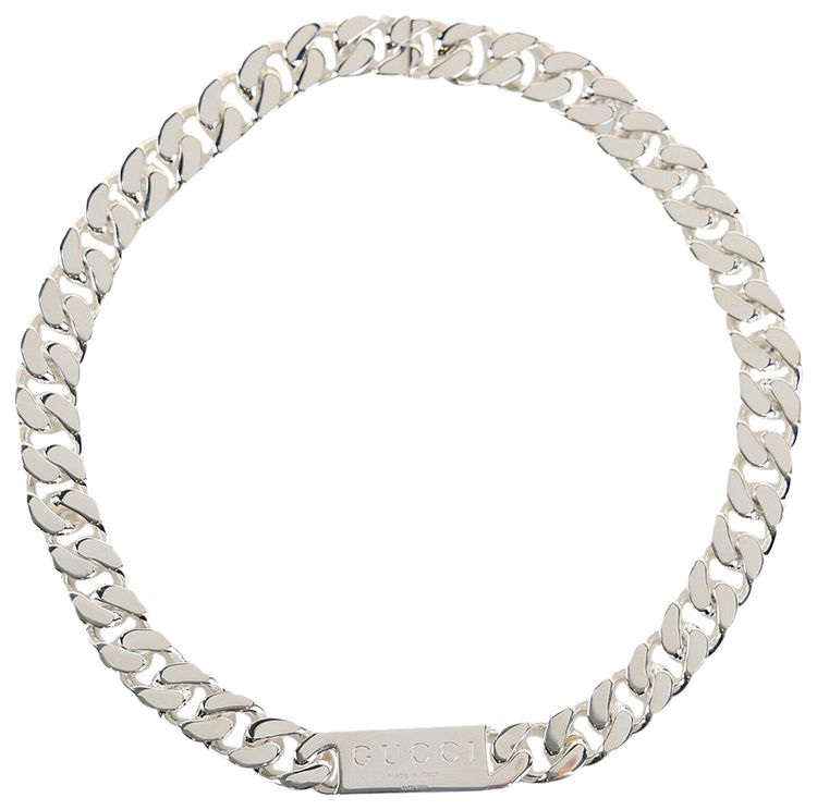 Gucci Trademark Enamel Chain Necklace Silver