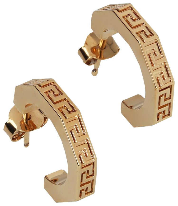 Versace Greca Mini Hoop Earrings Gold
