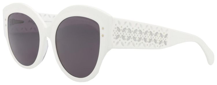Alaia Round Frame Acetate Sunglasses White Grey