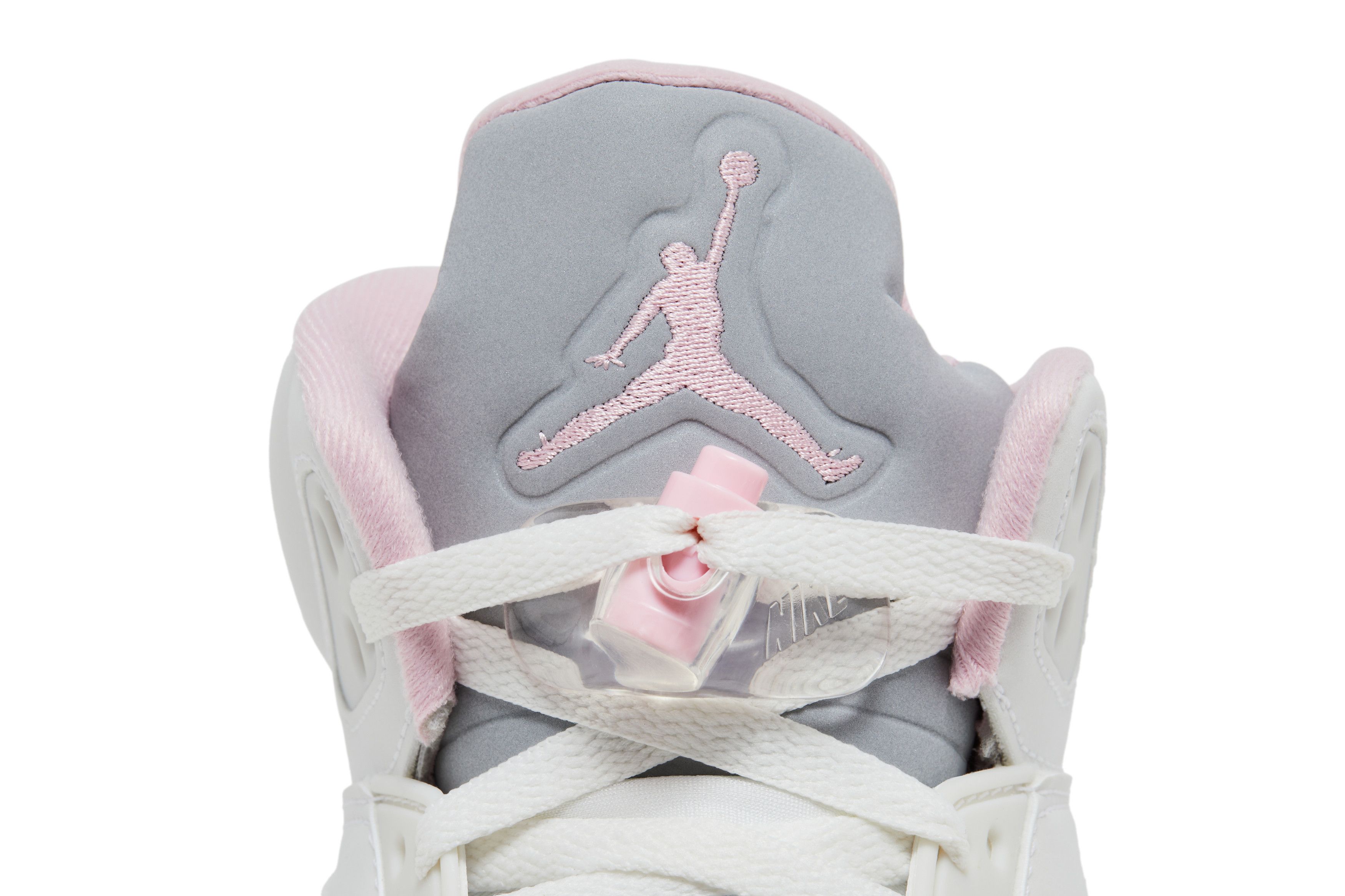 grey and light pink jordans