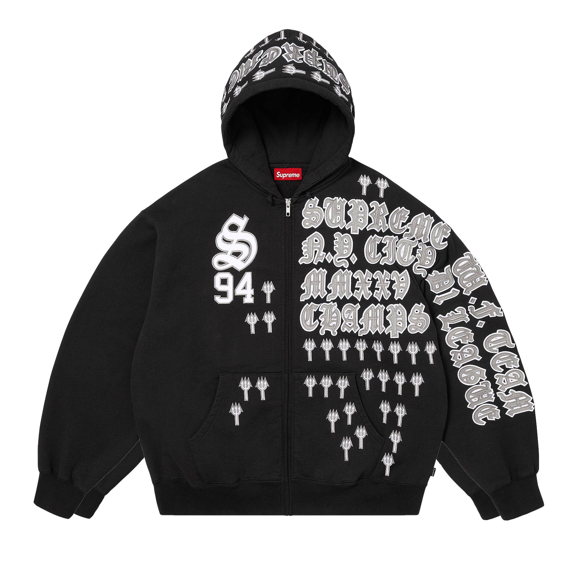 Buy Supreme League Champs Zip Up Hooded Sweatshirt 'Black